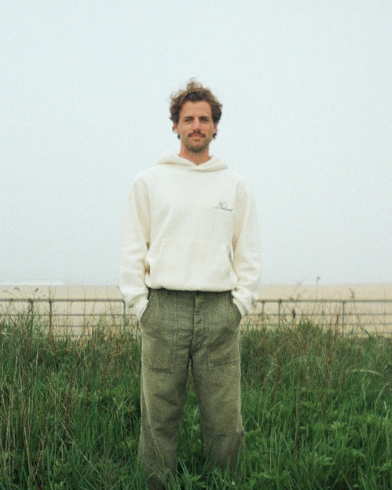 York Embroidered Script Hoodie | Bone